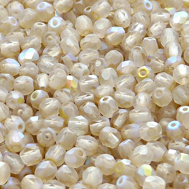100pcs Czech Fire Polished Faceted Glass Beads Round 4mm Crystal Lemon Rainbow Matte