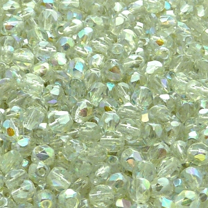 100pcs Czech Fire Polished Faceted Glass Beads Round 4mm Crystal Green Rainbow