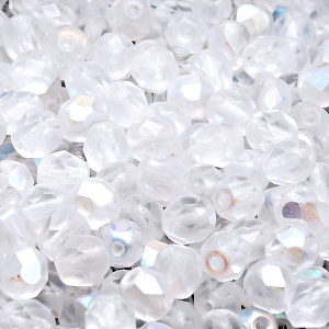 50pcs Czech Fire Polished Faceted Glass Beads Round 6mm Crystal AB Matte