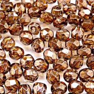 50pcs Czech Fire Polished Faceted Glass Beads Round 6mm Crystal Violet Brown Marble Senegal Luster