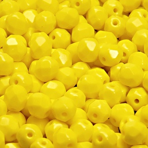 50pcs Czech Fire Polished Faceted Glass Beads Round 6mm Opaque Yellow