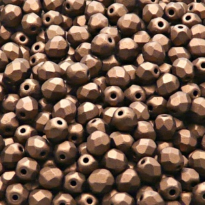 80pcs Czech Fire Polished Faceted Glass Beads Round 5mm Jet Bronze Luster Matte