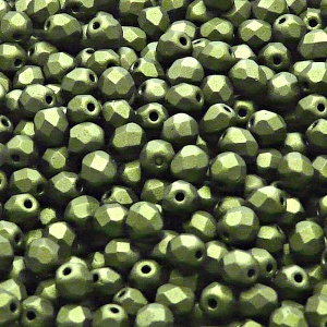 80pcs Czech Fire Polished Faceted Glass Beads Round 5mm Jet Green Look Matte