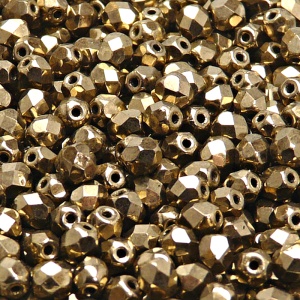 80pcs Czech Fire Polished Faceted Glass Beads Round 5mm Jet Gold Bronze Luster
