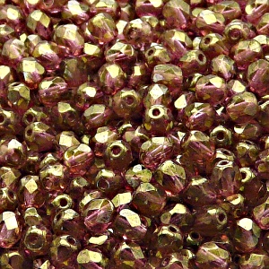 80pcs Czech Fire Polished Faceted Glass Beads Round 5mm Crystal Red Luster