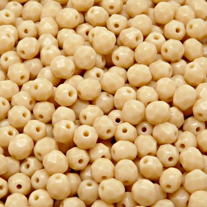80pcs Czech Fire Polished Faceted Glass Beads Round 5mm Opaque Beige