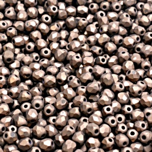 100pcs Czech Fire Polished Faceted Glass Beads Round 3mm Jet Bronze Luster Matte