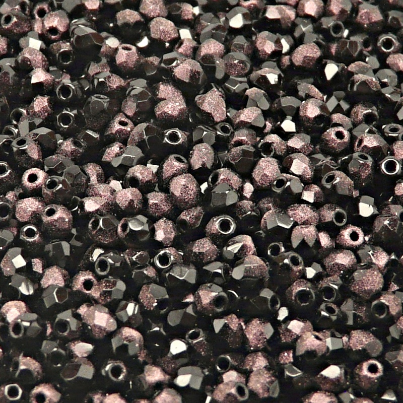 100pcs Czech Fire Polished Faceted Glass Beads Round 3mm Jet Copper Rutil