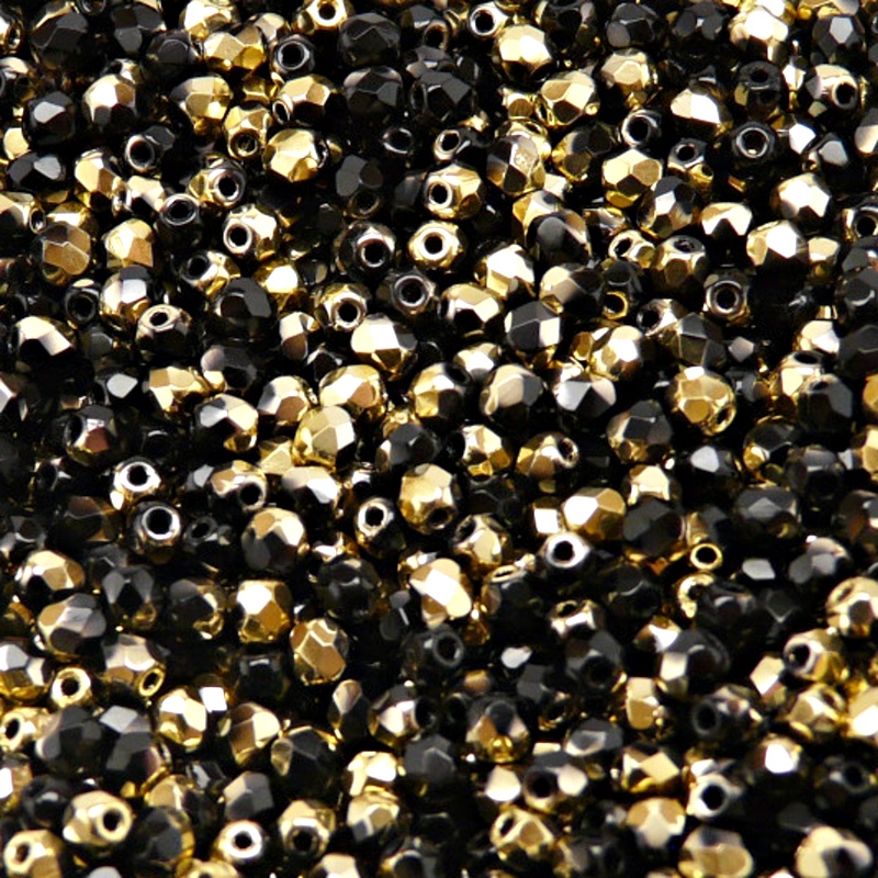 100pcs Czech Fire Polished Faceted Glass Beads Round 3mm Jet Amber