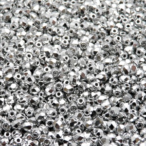 100pcs Czech Fire Polished Faceted Glass Beads Round 3mm Crystal Full Labrador (Aluminium)
