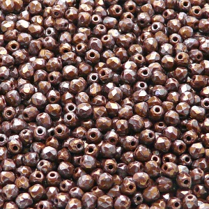 100pcs Czech Fire Polished Faceted Glass Beads Round 3mm Opaque Chocolate Nebula