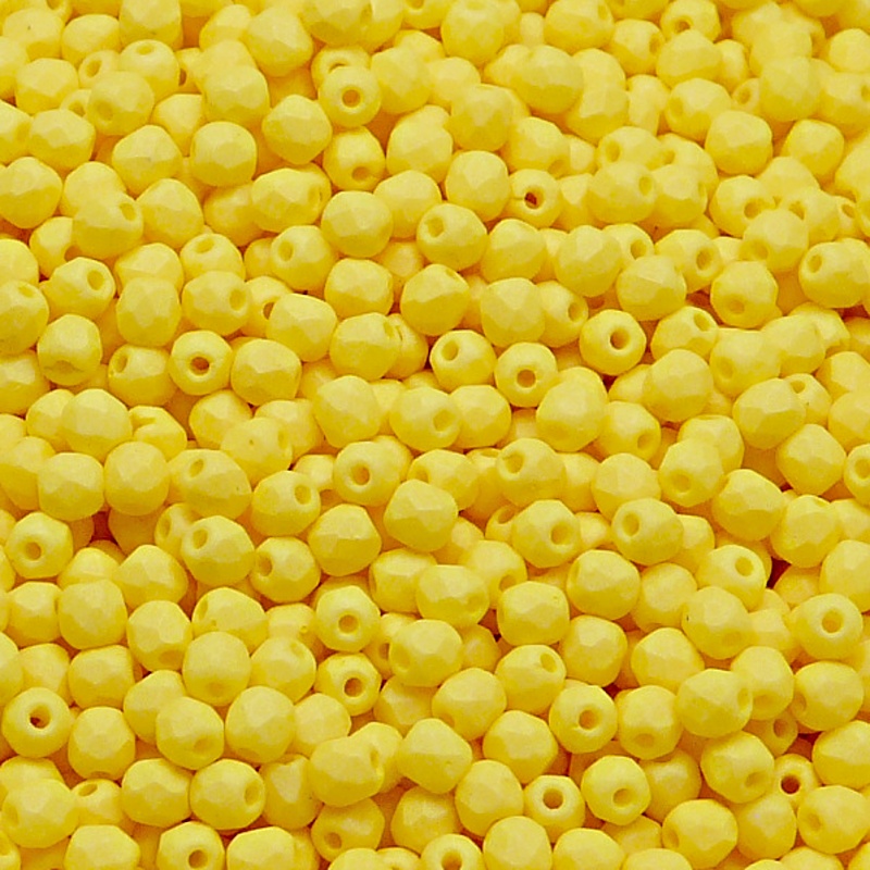 100pcs Czech Fire Polished Faceted Glass Beads Round 3mm White Alabaster Yellow Neon Silk Matte
