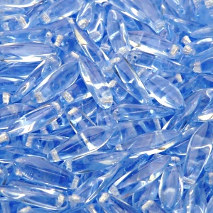 30pcs Czech Pressed Glass Dagger Beads 5x16mm Light Sapphire