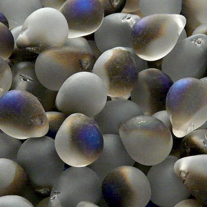 10pcs Czech Pressed Glass Teardrop Beads 10x14mm Crystal Azuro Matte
