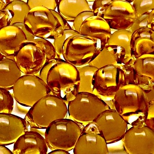 10pcs Czech Pressed Glass Teardrop Beads 10x14mm Topaz