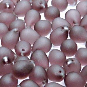 10pcs Czech Pressed Glass Teardrop Beads 10x14mm Light Amethyst Matte