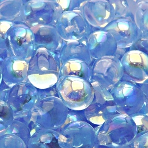 10pcs Czech Pressed Glass Teardrop Beads 10x14mm Light Sapphire AB