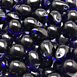 10pcs Czech Pressed Glass Teardrop Beads 10x14mm Cobalt Blue