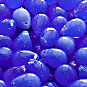 10pcs Czech Pressed Glass Teardrop Beads 10x14mm Sapphire Opal