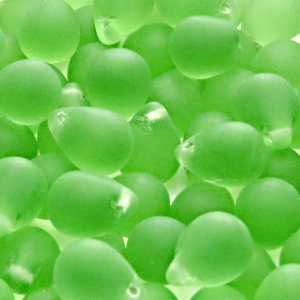 10pcs Czech Pressed Glass Teardrop Beads 10x14mm Green Peridot Matte