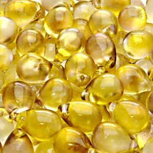 10pcs Czech Pressed Glass Teardrop Beads 10x14mm Crystal Yellow Brown Two Tone Color Luster Coating