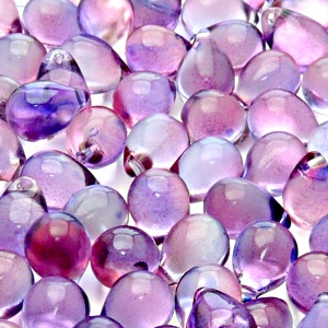 10pcs Czech Pressed Glass Teardrop Beads 10x14mm Crystal Red Violet Two Tone Color Luster Coating