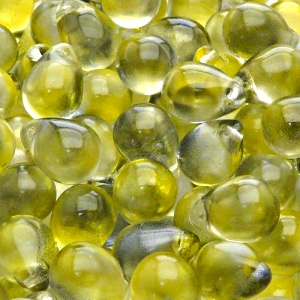 10pcs Czech Pressed Glass Teardrop Beads 10x14mm Crystal Yellow Blue Two Tone Color Luster Coating