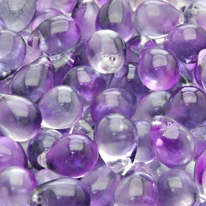 10pcs Czech Pressed Glass Teardrop Beads 10x14mm Crystal Violet Blue Two Tone Color Luster Coating