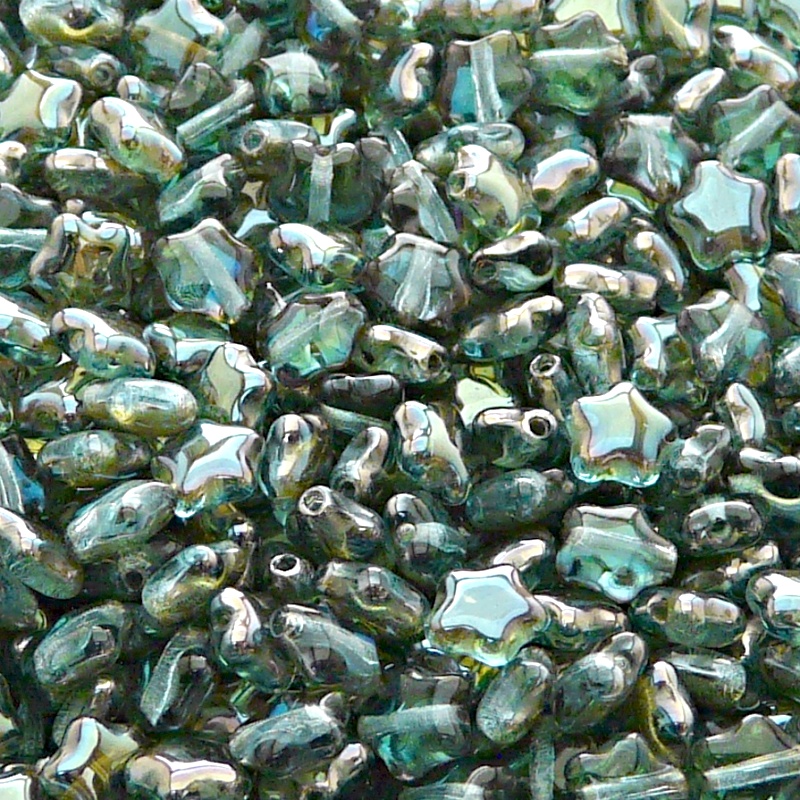 40pcs Czech Pressed Glass Star Beads 6mm Light Aquamarine Celsian
