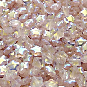 40pcs Czech Pressed Glass Star Beads 6mm Rosaline AB