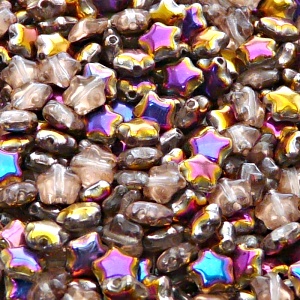 40pcs Czech Pressed Glass Star Beads 6mm Rosaline Sliperit