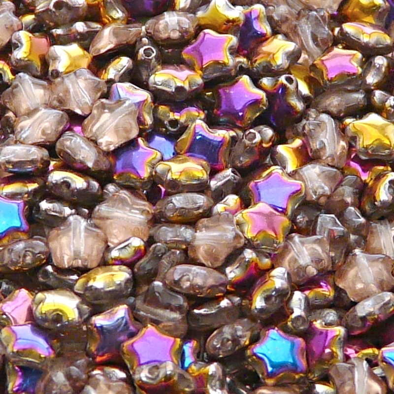 40pcs Czech Pressed Glass Star Beads 6mm Rosaline Sliperit