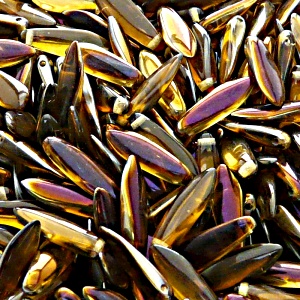 30pcs Czech Pressed Glass Dagger Beads 5x16mm Topaz Valentinit