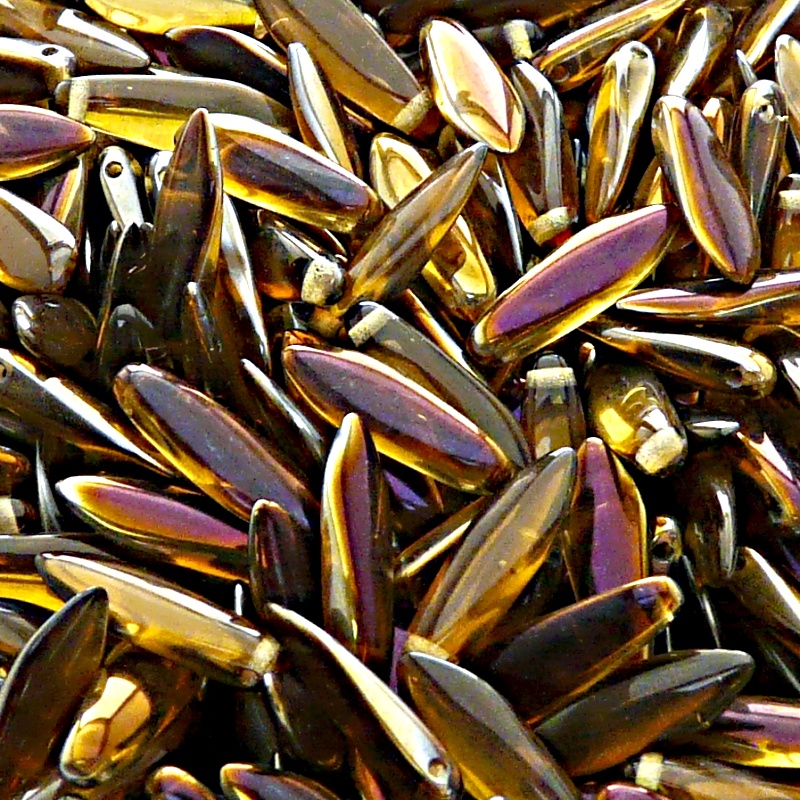 30pcs Czech Pressed Glass Dagger Beads 5x16mm Topaz Valentinit