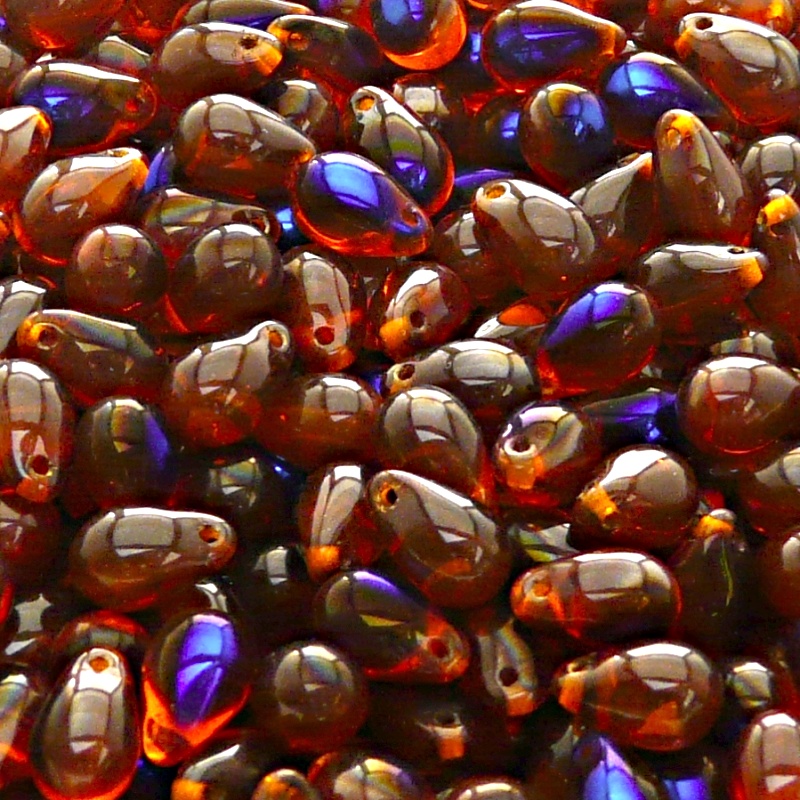 30pcs Czech Pressed Glass Teardrop Beads 6x9mm Hyacinth Azuro