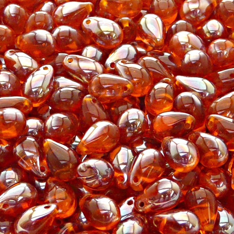 30pcs Czech Pressed Glass Teardrop Beads 6x9mm Hyacinth Celsian