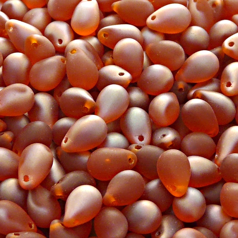 30pcs Czech Pressed Glass Teardrop Beads 6x9mm Hyacinth Celsian Matte