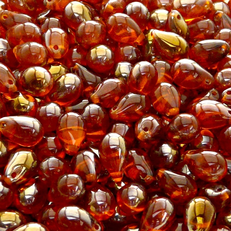 30pcs Czech Pressed Glass Teardrop Beads 6x9mm Hyacinth Valentinit
