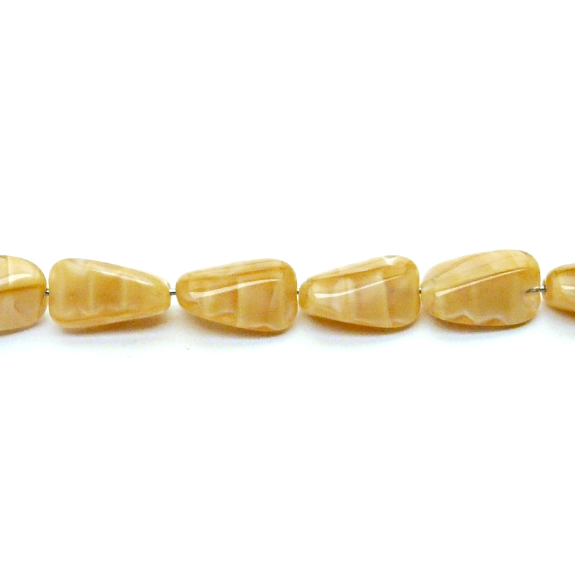10pcs Czech Pressed Glass Rectangular Beveled Beads 14x9mm Light Brown Striped Moonlight (16007)