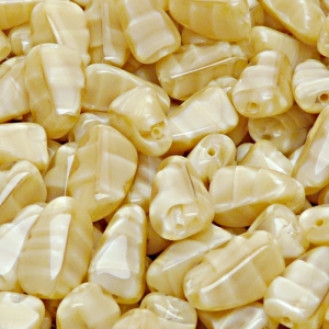 10pcs Czech Pressed Glass Rectangular Beveled Beads 14x9mm Light Brown Striped Moonlight (16007)