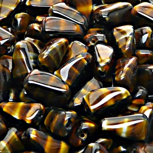 10pcs Czech Pressed Glass Rectangular Beveled Beads 14x9mm Coco Dark Brown Striped Moonlight (16127)