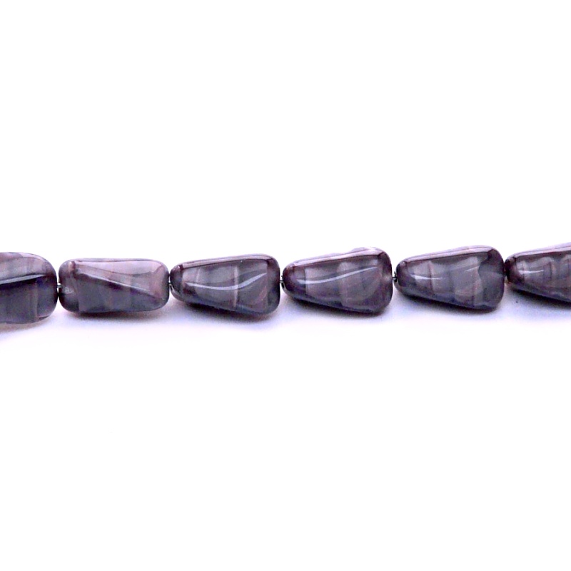 10pcs Czech Pressed Glass Rectangular Beveled Beads 14x9mm Violet Striped Moonlight (26027)
