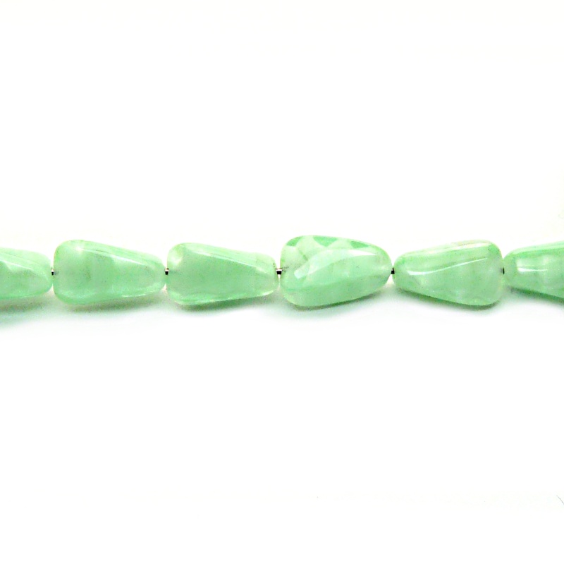 10pcs Czech Pressed Glass Rectangular Beveled Beads 14x9mm Light Green Peridot Striped Moonlight (56207)