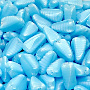 10pcs Czech Pressed Glass Rectangular Beveled Beads 14x9mm Light Aqua Striped Moonlight (66016)