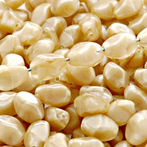 20pcs Czech Pressed Glass Twisted Bicone Lantern Beads 11x8mm Light Brown Striped Moonlight (16007)