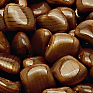6pcs Czech Pressed Glass Rectangular Kidney Nugget Beads 13x15mm Dark Brown Striped Moonlight (16616)