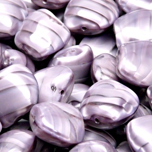 6pcs Czech Pressed Glass Rectangular Kidney Nugget Beads 13x15mm Violet Striped Moonlight (26027)