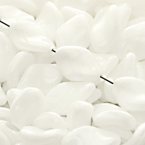 10pcs Czech Pressed Glass Ripple Twisted Flat Oval Beads 19x13mm White Striped Moonlight (06006)