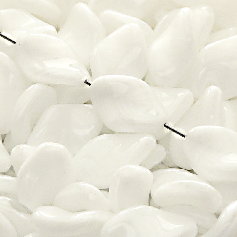 10pcs Czech Pressed Glass Ripple Twisted Flat Oval Beads 19x13mm White Striped Moonlight (06006)
