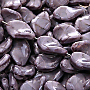 10pcs Czech Pressed Glass Ripple Twisted Flat Oval Beads 19x13mm Violet Striped Moonlight (26027)